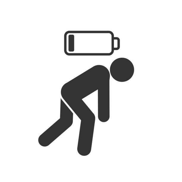 Monigote con batería baja representa bajas laborales si no hay fisioterapia en empresas