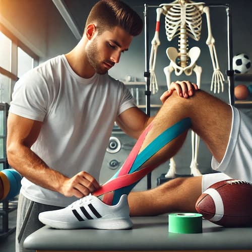 Fisioterapeuta realizando sesión de fisioterapia deportiva